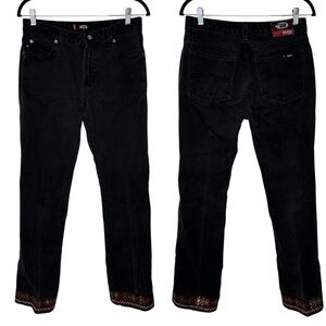 Bongo Black Embroidered Hem Jeans Junior Size 7